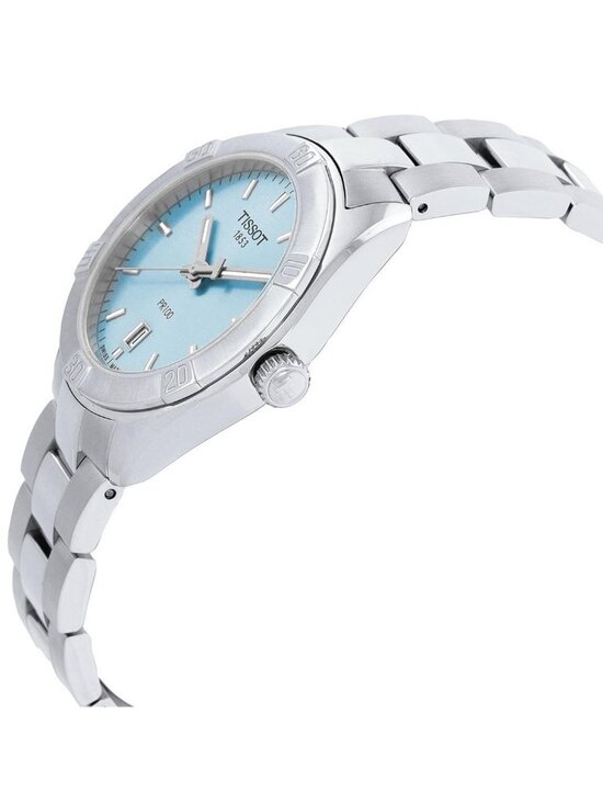 NWT Tissot PR 100 Quartz Light Blue Dial Ladies Watch